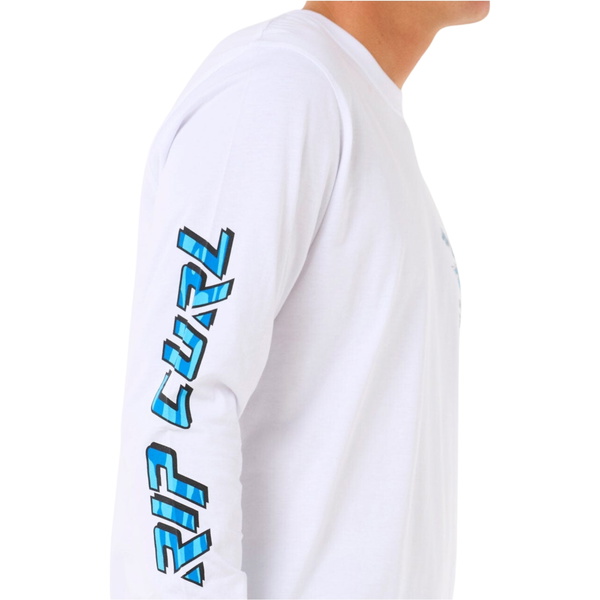 2026 Rip Curl Hommes Fade Out Icon Long Sleeve Tee 0BQMTE - White